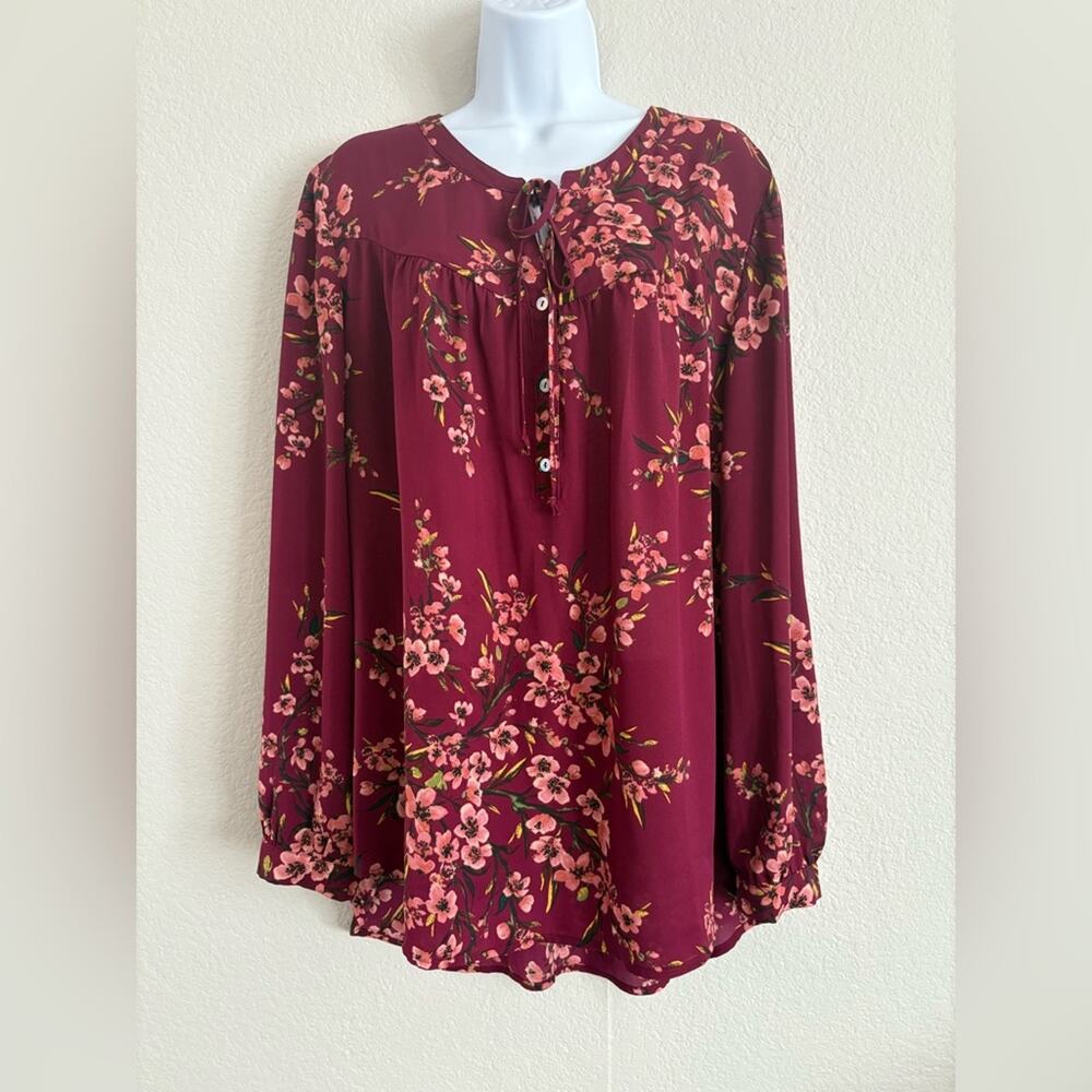 Dr2 Long Sleeve Floral Blouse Red Size‎ XL